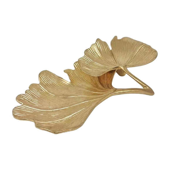 Plato de Joyería de Metal Tricune con Forma de Hoja de Ginkgo para Anillos 13x15 cm