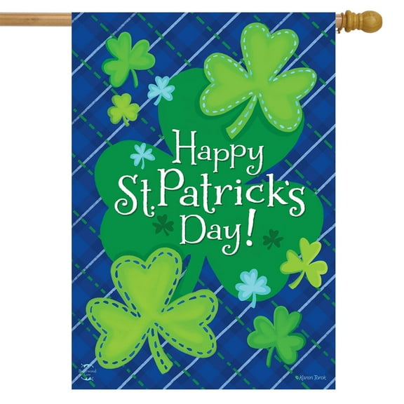 Happy Shamrocks St. Patrick's Day House Flag 40" x 28" Briarwood Lane
