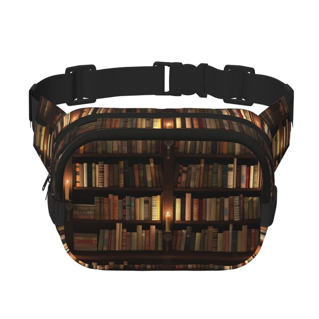 Balery Bookshelves Mochila Cinturón para Mujeres y Hombres, Bolsa de Cintura Impermeable de Doble Capa con Correa