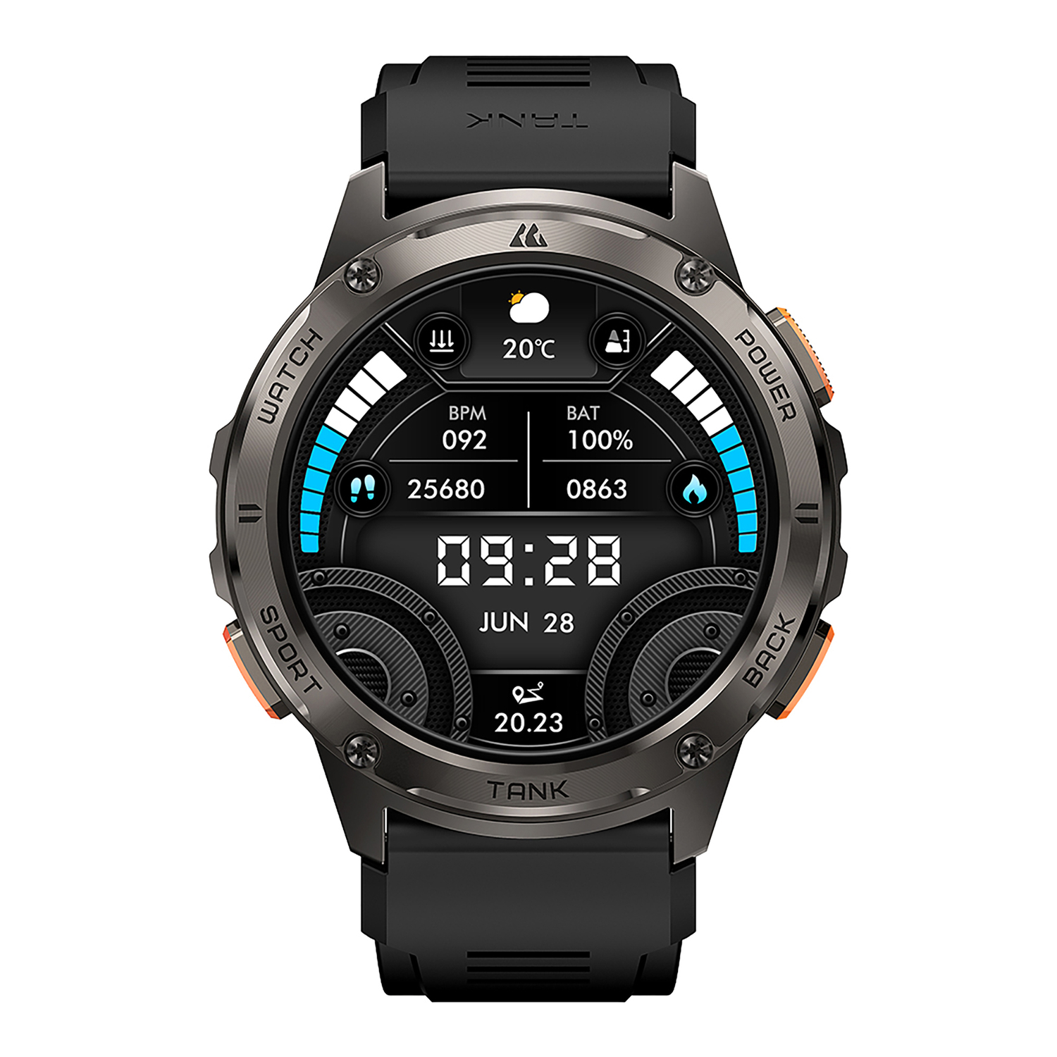 KOSPET TANK T3 1.43-In. AMOLED Smartwatch with Silicone Band (Black), P-T004-B