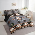 thumbnail image 4 of Homewish Vintage Western Aztec Twin Bedding Sets 7-Piece, Tribal Hippie Bohemian Bedding Comforter Set, Grey Black Triangle Reversible Sheet Sets, Lightweight Room Decor, 4 of 8