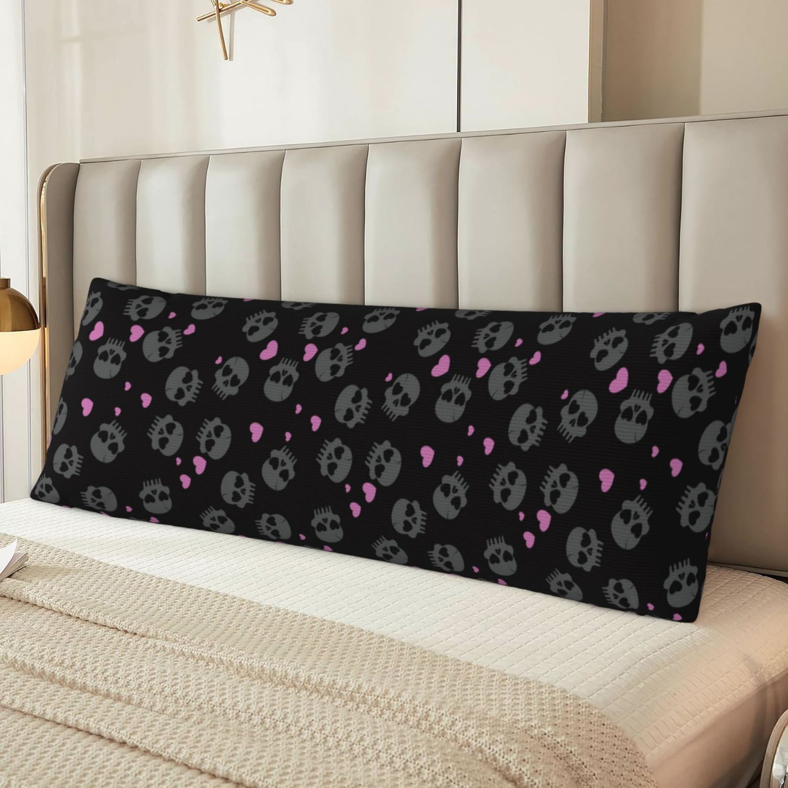 Naloa Cool Skull Love Super Soft 20x60 Body Pillow Case,Long Side Hidden Zipper（PILLOWS ARE NOT INCLUDED）