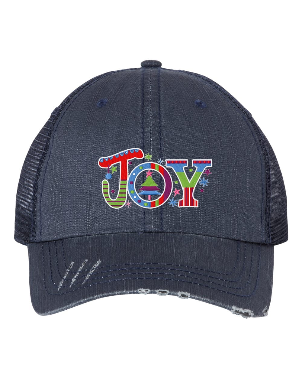Women\'s Embroidery Adjustable Washed Distressed Casual Trucker Hat Christmas Women main image 4