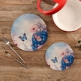 thumbnail image 2 of SKYSONIC 2 pcs Blue Hydrangeas Butterfly Pot Holders Trivets, Heat Resistant Trivets,Spring Summer Flower Cotton Thread Weave Mats for Hot Pads Pans Pot Bowl Teapot, 2 of 7