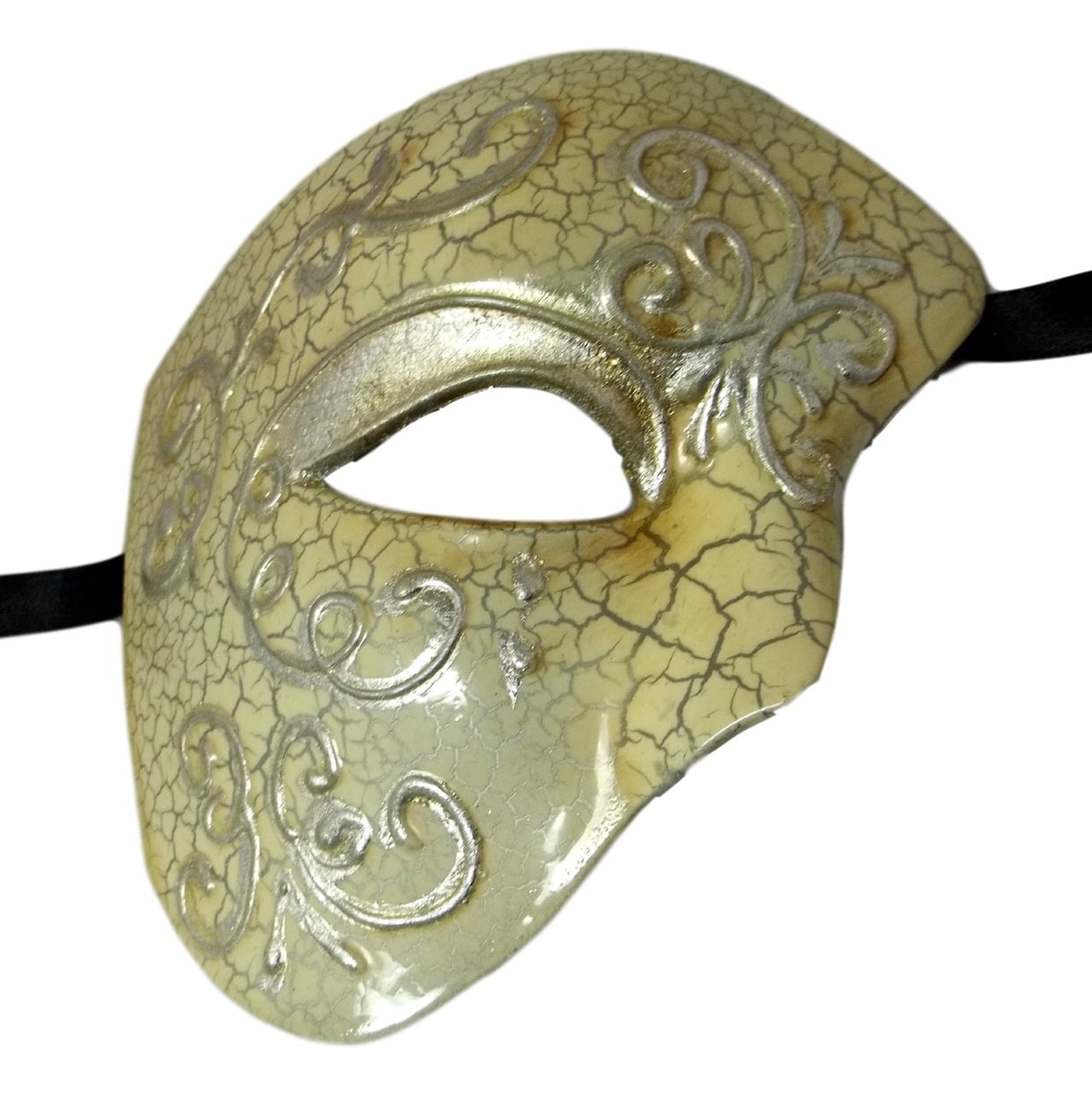 KBW Cream Venetian Phantom Half Mask 