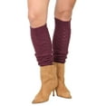 thumbnail image 2 of KESIS Women's Cable Knit Leg Warmers Knitted Crochet Long Socks Burgundy, 2 of 6