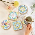 thumbnail image 2 of Juego de posavasos UXORSN para bricolaje con mosaicos de vidrio, 4 unidades, con bases de bambú, 2 of 7