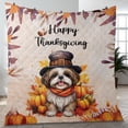 thumbnail image 4 of Happy Thanksgiving Shih Tzu Welcome Thankful Fall Autumn Pumpkin Quilt Blanket Lion Dog Lover Gifts Cozy Comforter Throw Blanket - 02021, 4 of 5