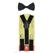BLACK Toddler Kids Boys Girls Baby Suspenders and Bow Tie Matching Set Wedding