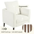 thumbnail image 5 of Accent Chair,Fabric Armchair Club Chair Single Chair Upholstered Arm Chair with Solid Wood Legs for Living Room/Bedroom,White, 5 of 7