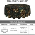 thumbnail image 3 of Green Gold Leaf Christmas Tablecloth Round 60 In Vintage Plant Leaves Botanical Decorative Table Cloth Washable Wrinkle Stain-Resistant Polyester Farmhouse Holiday Black Table Cover For Party Dinner, 3 of 6