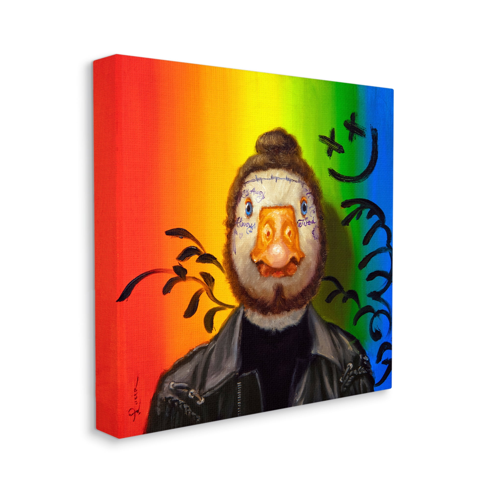 Stupell Industries Urban Hipster Duck Animals & Insects Painting Gallery Wrapped Canvas Art Print Wall Art, 36 x 36