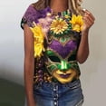thumbnail image 2 of Jamicy Summer Tops for Women Carnival Fashion Outfits for Women Dressy Crew Neck Blouse Casual Short Sleeve Fashion Pocket Loose Tunic Mask Printed Slim Shirt, 2 of 5