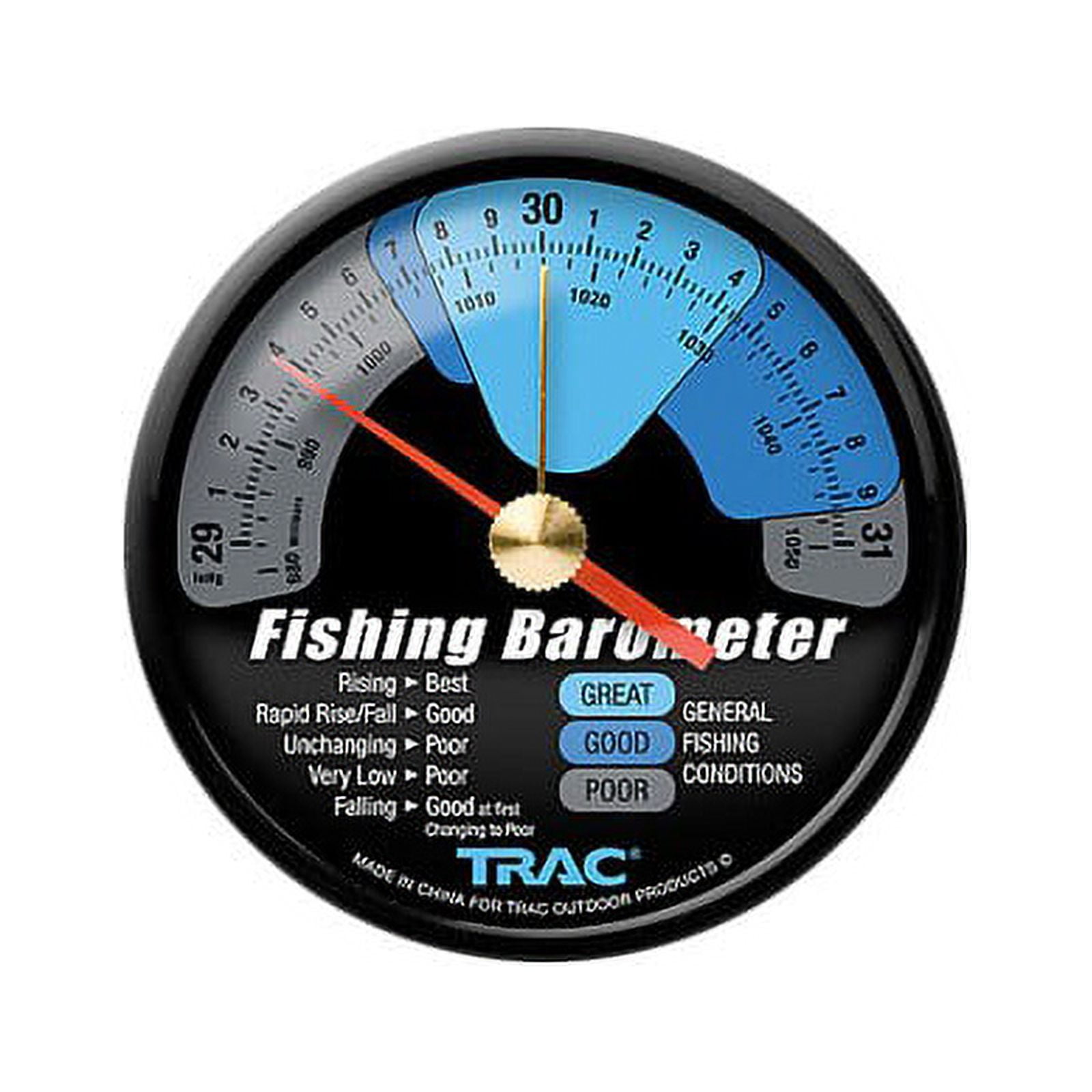 Camco TRAC Outdoors Fishing Barometer, Features an Adjustable Pressure  Change Indicator, Reference Marker & Color-Coded Dial