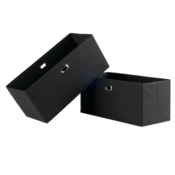 Winsome Torino 2-Piece Foldable Wide Baskets, Black Fabric