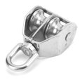 thumbnail image 4 of Double Wheel Pulley, Silver Lifting Rope Block 80mm Long  For Boats For Ships, 4 of 8