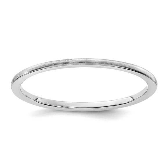 14k Solid White Gold 1.2mm Half Round Satin Stackable Band Ring Size 7.5 Stackable Ring for Women and Men