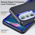 thumbnail image 4 of for Moto Edge Plus 2022 Case Moto Edge 30 Pro Case with Kickstand Case 3-Layer Military Grade Protective Case Cover Silicone Shockproof for Motorola Moto Edge Plus+ 2022 Phone Case (Navy+Blue), 4 of 17