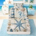 thumbnail image 4 of Manfei Vintage Nautical Lighthouse Sailing Ship Twin Sheet Sets for Kids Boys and Girls, Coastal Marine Print Bedding 3 Pieces, 1 Flat Sheet, 1 Fitted Sheet and 1 Pillowcase, 4 of 6