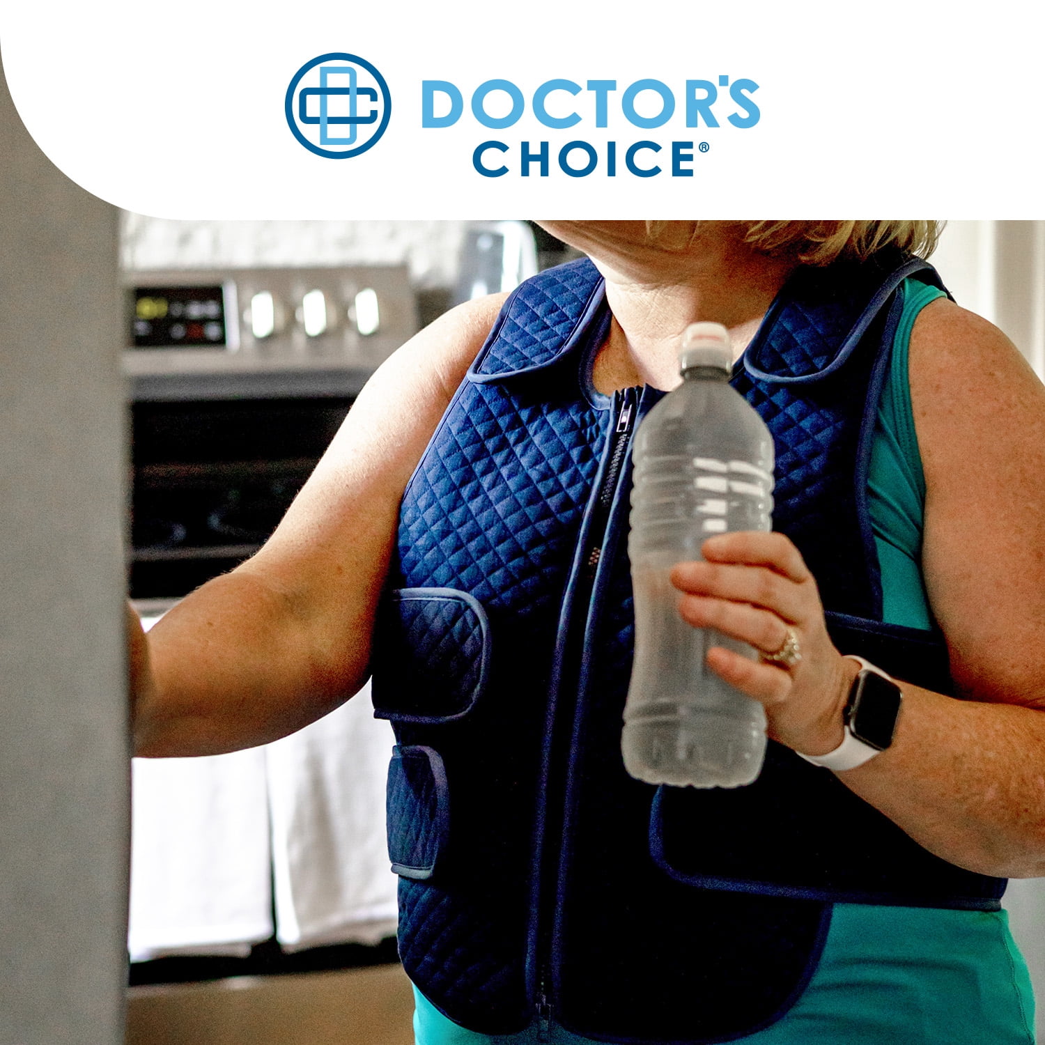 Doctor's Choice Cooling Vest, Hot and Cold Therapy for Pain Relief and Inflammation, 7 pieces, Removeable gel ice packs, Vest, One Size Fits Most, Navy, 1 pack