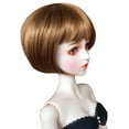 thumbnail image 2 of Coupe de Cheveux Bob Brun à la Mode 7-8 Pouces pour Mini 1/4 Poupée Cosplay Habiller, 2 of 7