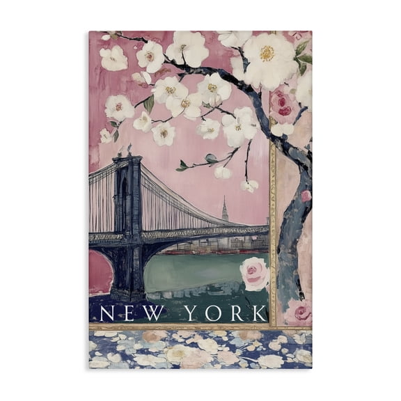 Stupell Industries Shabby Chic New York Spring Tree Canvas Art, 16 x 24, by Annabelle Hall