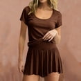 thumbnail image 4 of Antinious Women Solid Crewneck Short Sleeve Sleep Shirts and Shorts Summer Sleepwear Soft Lightweight Pajamas Outfits, 4 of 5