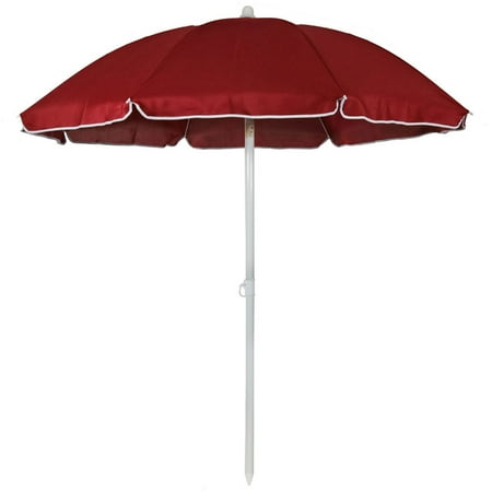 Sunnydaze 5 ft Red Round Beach Umbrella with Tilt Function