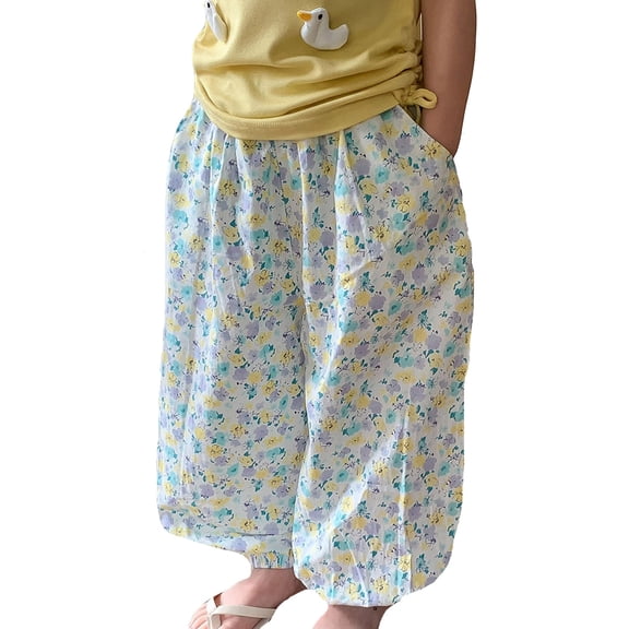 WEIGFI Child Toddler Baby Girl Boy Classic Pants Personality Fashion Print Long Pants Summer Fall Harem Pants Boho Trousers Slacks