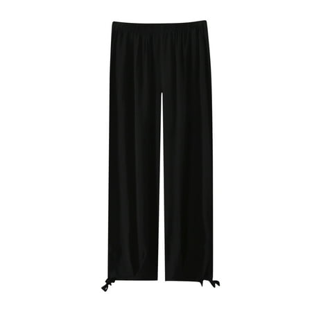 

Lounge Pants for Women Pajamas Sleepewear Homewear Lightweight Comfy Slacks Loose Fit Solid Color Casual Trousers (X-Large Black2)