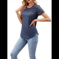 thumbnail image 3 of Camisetas de Corta para Mujer, Blusas Informales de Moda para Verano y . Conjuntos de Vacaciones Modernos. Azul Real M, 3 of 10