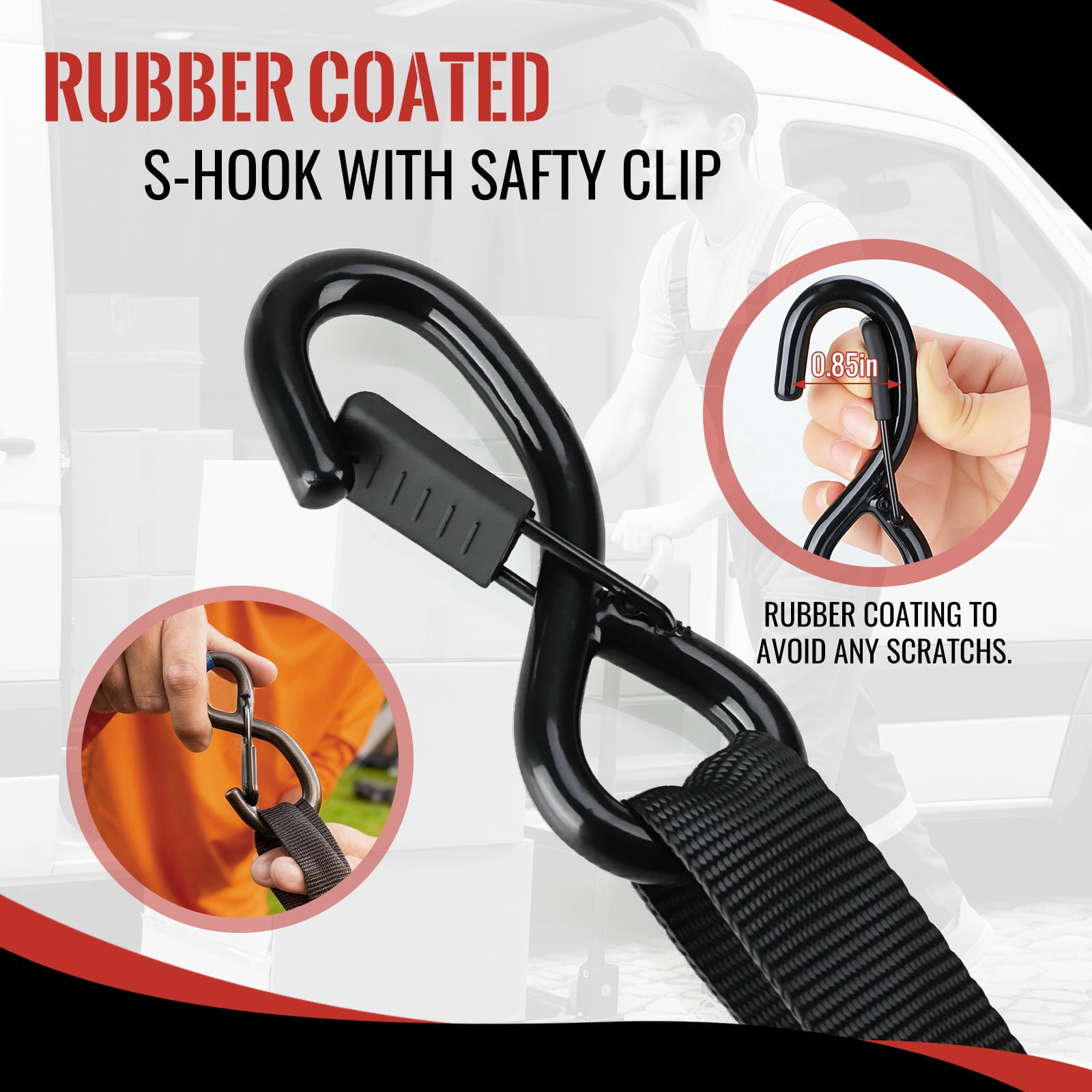 TLGREEN Retractable Ratchet Straps, 4Pack,1” x 10’ 1650lb Break Strength Heavy Duty Auto Self Retracting Tie Down Straps for Truck, Cargo, Motorcycle, ATV, UTV,Boat