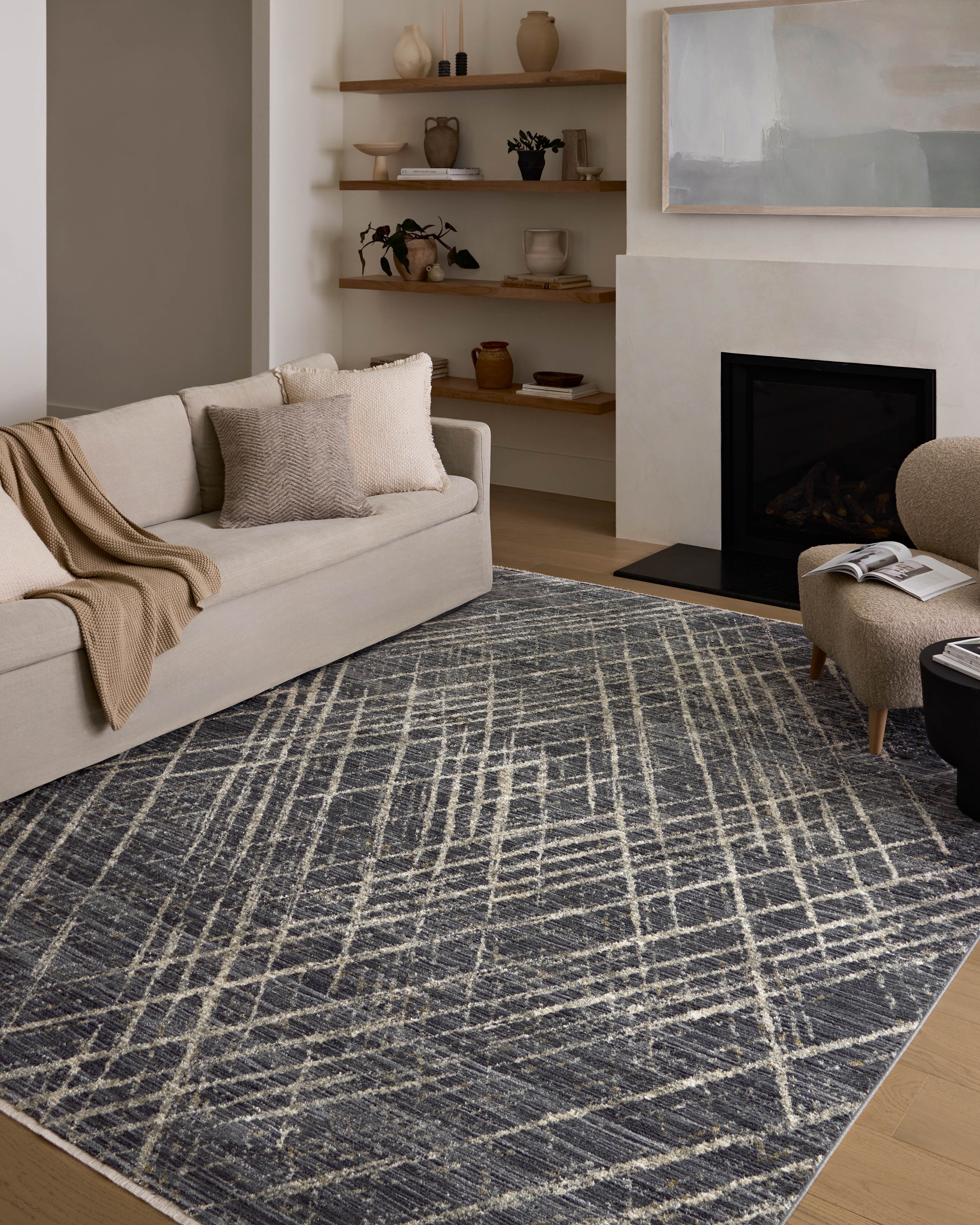 Loloi Wade Midnight / Beige 5'-3" x 7'-9" Area Rug