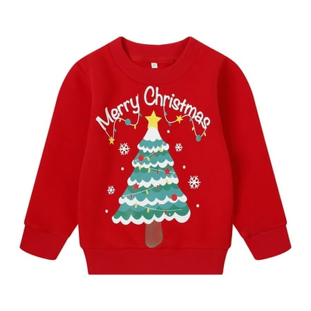 

Baby Boys Sweatshirts Christmas Reindeer Fleece Crewneck Pullover Winter Warm Xmas Sweaters Tops 2t(8162-Red)