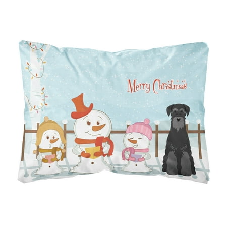 Merry Christmas Carolers Standard Schnauzer Black Canvas Fabric