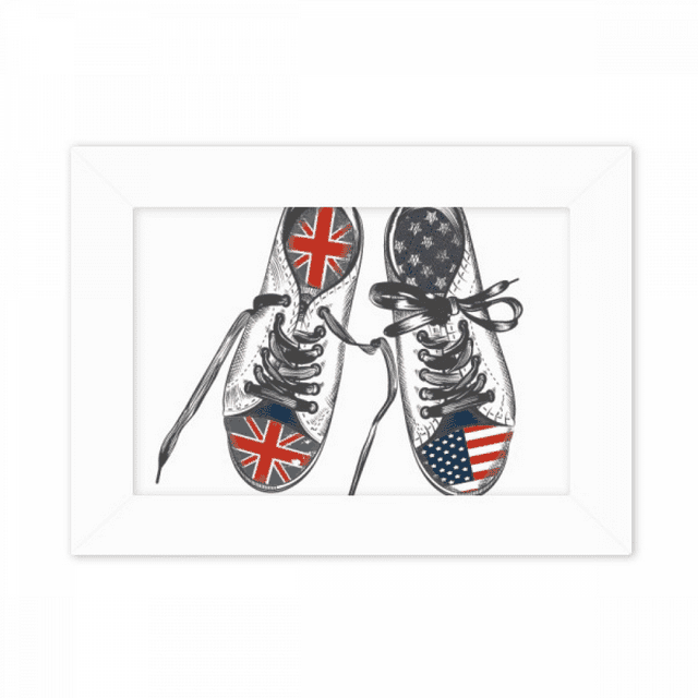 Canvas Shoes U.S U.K Flag Pattern Photo Mount Frame Picture Art