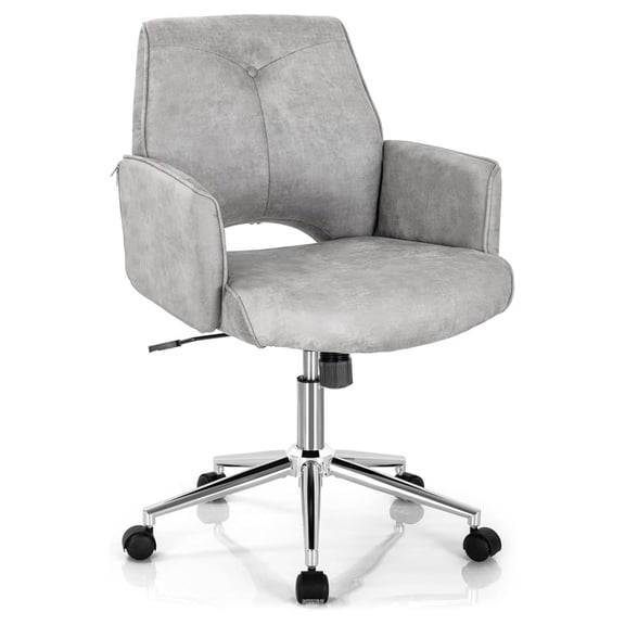 Ergonomic Office Chair, Adjustable Swivel Desk Chair with Armrests, Leatherette Computer Chair for Home & Office, Grey