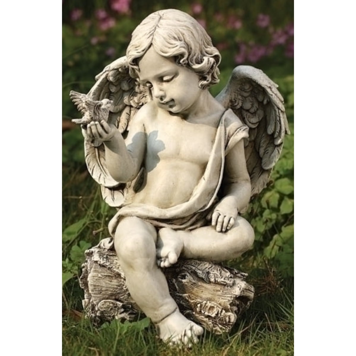 Vintage Cast Iron Angel Cherub Wings On Ball Standing Garden Statue Ornaments 