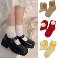 thumbnail image 2 of Women Solid Color Furry Ankle Socks Japanese JK Girl Sweet Large Plush Winter Fuzzy Plush Middle Tube Socks, 2 of 9