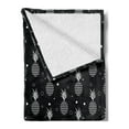 thumbnail image 2 of Tropical Soft Flannel Fleece Blanket, Monochrome Pineapples with Abstract Zigzag Design on a Greyscale Background, Cozy Plush for Indoor and Outdoor Use, 70" x 90", Black and White, by Ambesonne, 2 of 5