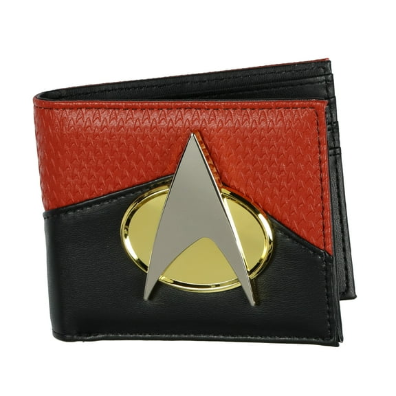 Star Trek The Next Generation Metal Command Badge Bi-Fold Wallet with ID Window Card Slots and Bill Sleeve