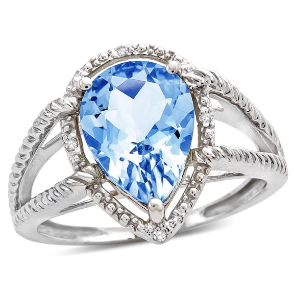Star K � Pear Shape 11x8mm Genuine Sky Blue Topaz Halo Split Shank Big Stone Ring