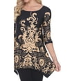 thumbnail image 3 of White Mark Women's Damask Print 3/4 Sleeve Tunic Top, 3 of 4