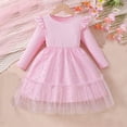 thumbnail image 3 of LYHaoo And Girls Dress Long Sleeve Party Gown With Sequin Details Elegant Net Layered Skirt For，Dresses for School Casual Sizes 4-5 Years Pink, 3 of 7