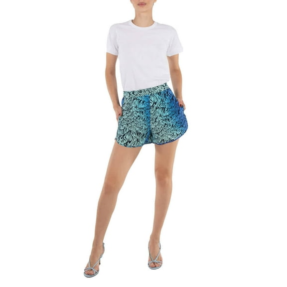 Stella Mccartney Ladies Navy Blue Slogan-Print Shorts, Brand Size 36 (US Size 2)