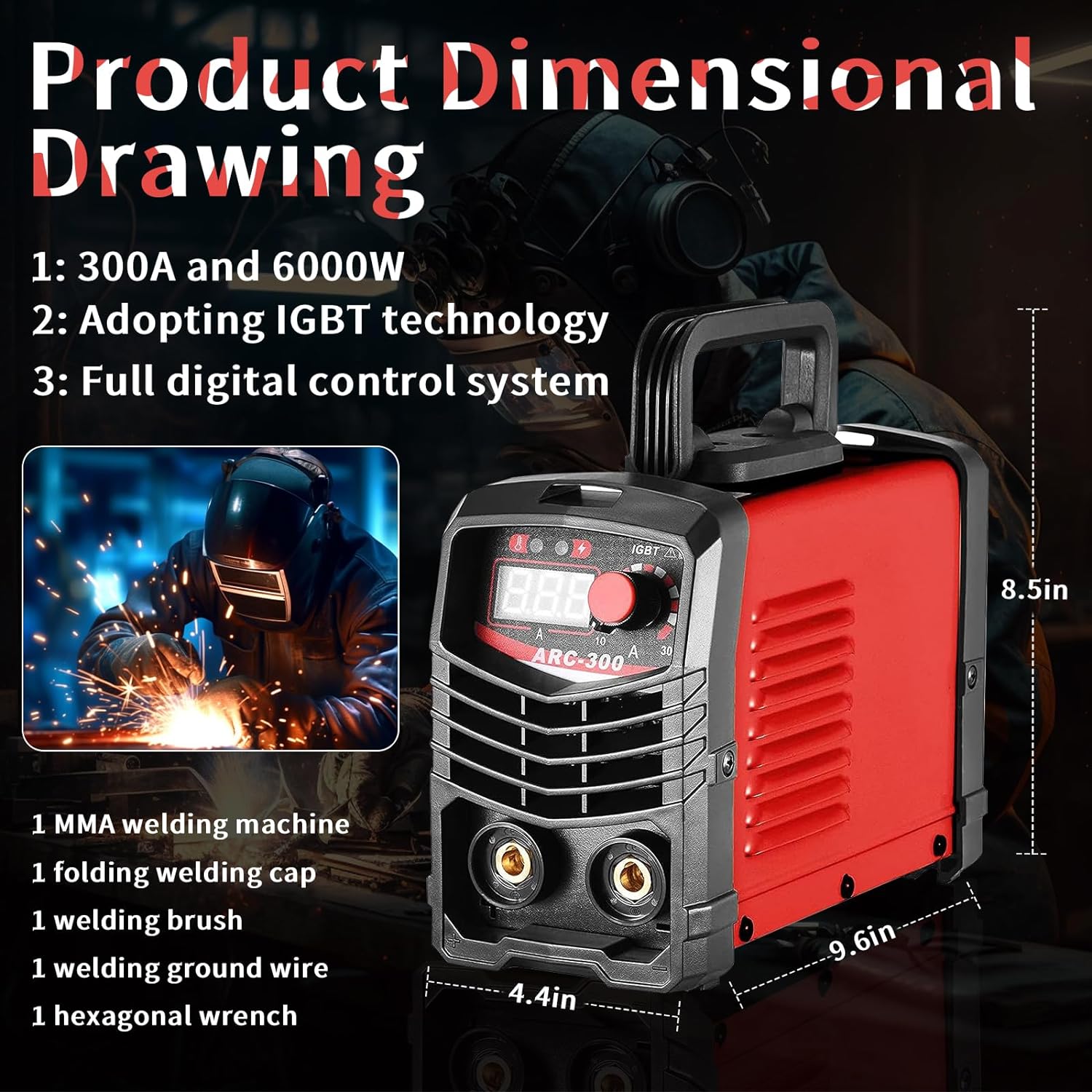 BIUBLE Welder 110V, 300A Portable AC Welder with Hot Start, Arc Force, Anti-Stick