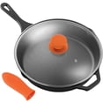 thumbnail image 1 of NutriChef Poêle en Fonte Antiadhésive Pré-Assaisonnée 12 Pouces avec Couvercle et Poignée, 1 of 7