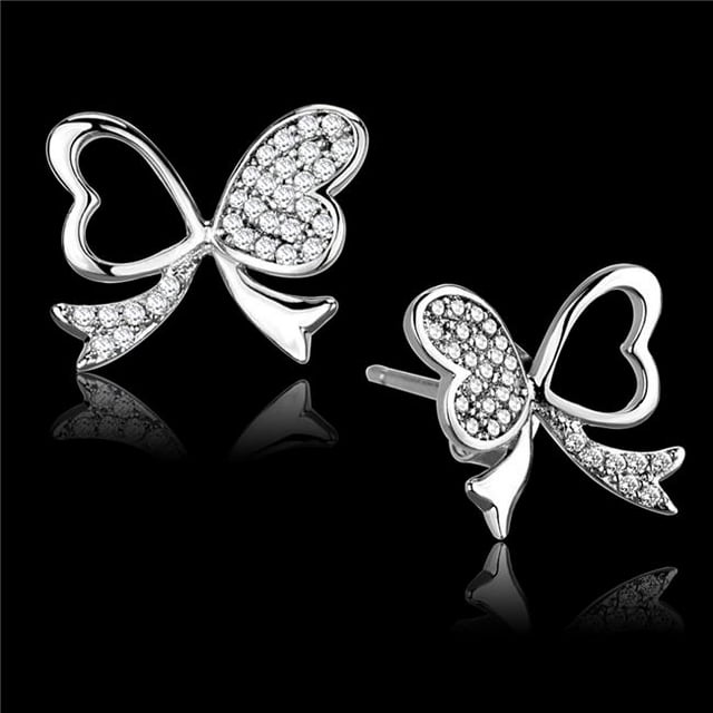 Women Rhodium 925 Sterling Silver Earrings with AAA Grade CZ in Clear