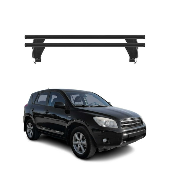 OMAC Top Roof Racks Cross Bars fits Toyota RAV4 2006-2012 2 Pcs Black Aluminium Anti-Theft for Travel Kayak Canoe Surf Ski Snowboard Camping