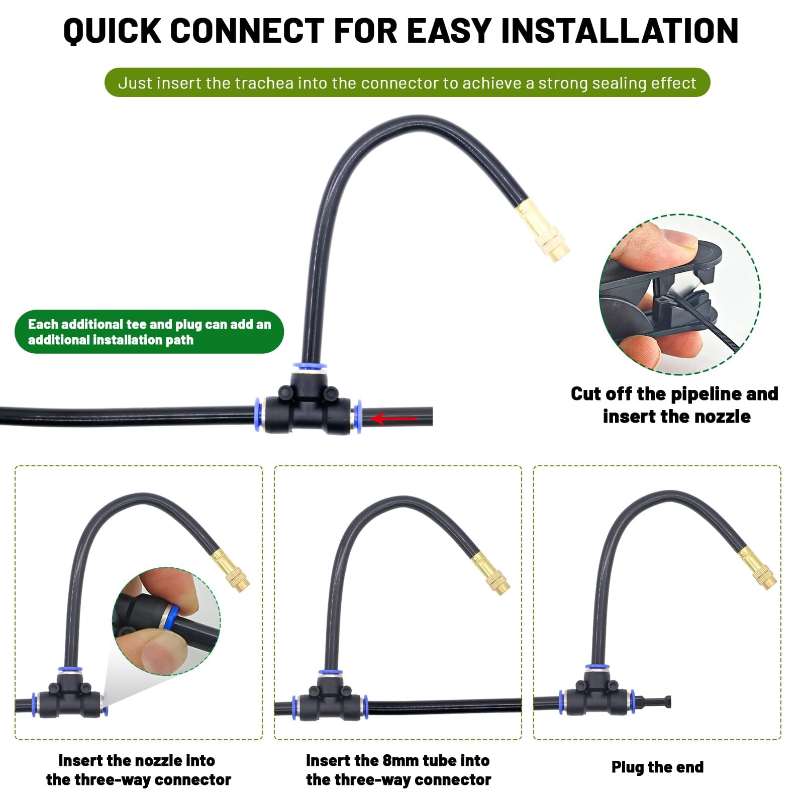 360° Adjustable Drip Irrigation System - 30 FT Garden Watering System with 10 Nozzles, Raised Bed Sprinkler Irrigation System, Garden Mister for Yard, Lawn, Plants, 5/16" Tubing